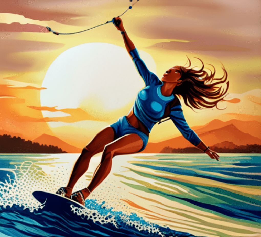 AI image of a woman on a wakeboard